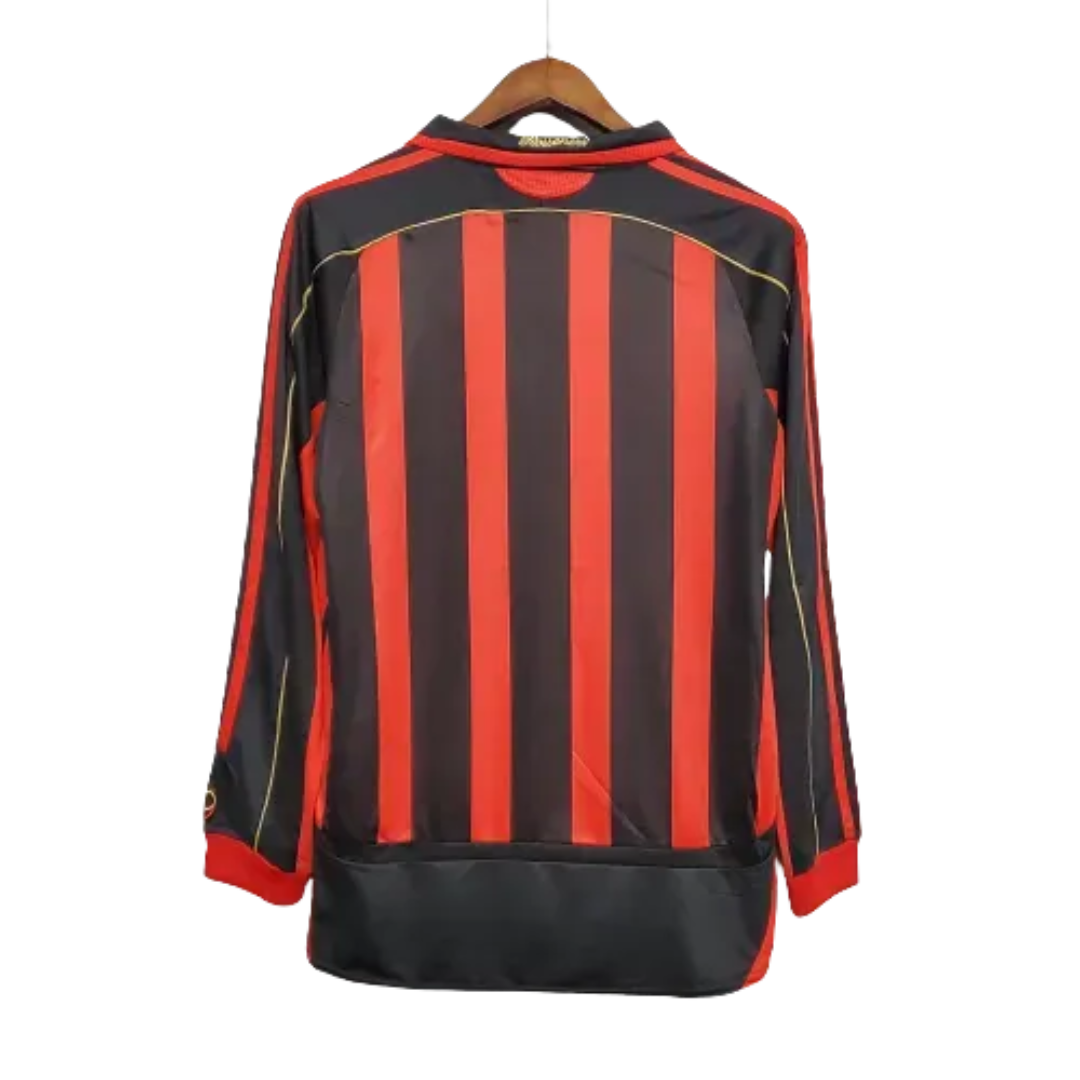 Camisa Retrô Milan I Home Adidas 2006/07 Masculino Manga Longa Vermelho e Preto