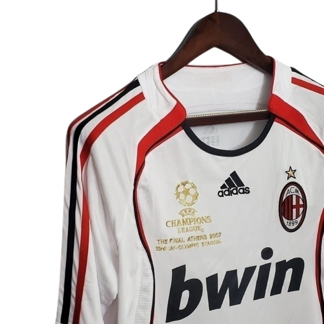 Camisa Retrô Milan II Away 2006/07 Manga Longa Masculino Branco