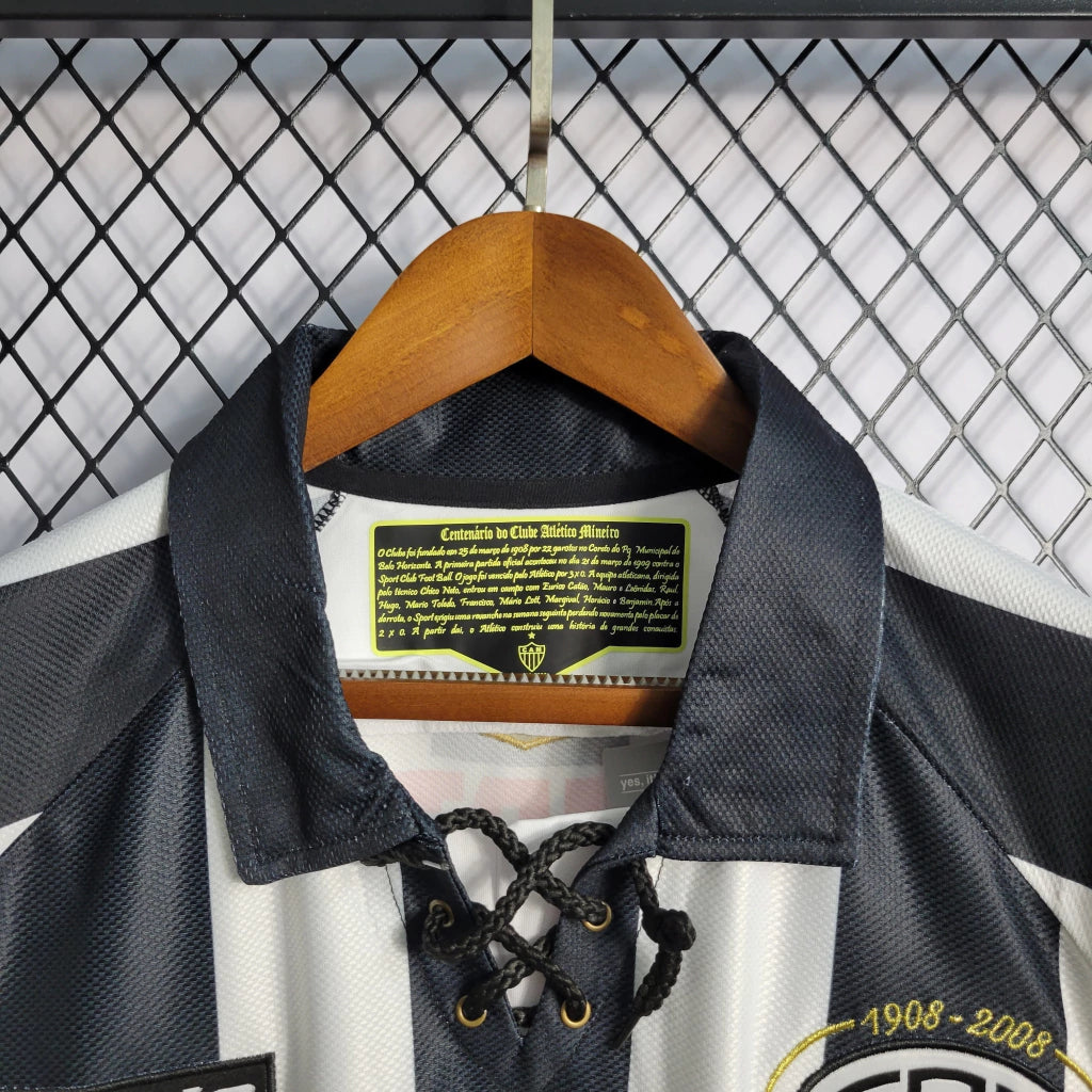 Camisa Atlético Mineiro Retrô 2008 Branco e Preto - Lotto
